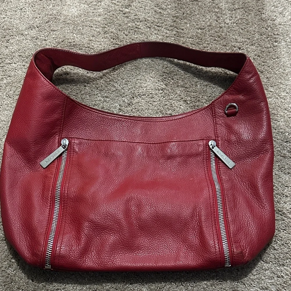 MK Red Leather Shoulder Bag